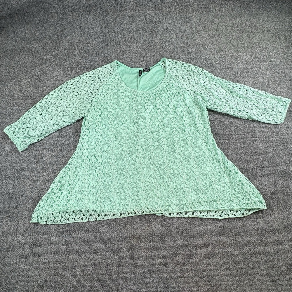 Lace Tunic Womens XL Green Boho Fairy Cottagecore Romantic Coastal Festival Work